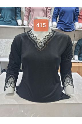 بلوز سایز بزرگ مشکی زنانه سایز بزرگ ANNELER GÜNÜ - کد 688030630