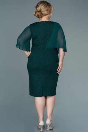 لباس مجلسی سایز بزرگ سبز زنانه تور رگولار آستین کوتاه کد 689335324