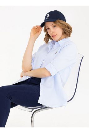 پیراهن آبی زنانه یقه پیراهنی U.S. Polo Assn. - کد 689598775