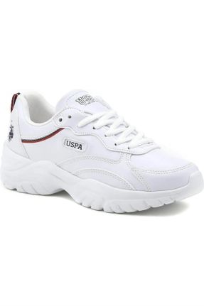 کفش اسنیکر سفید زنانه بند دار میکروفیبر کد 689211604