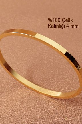 دستبند استیل (فولاد) طلائی زنانه استیل (فولاد) Keyifli Hayaller - کد 470943653