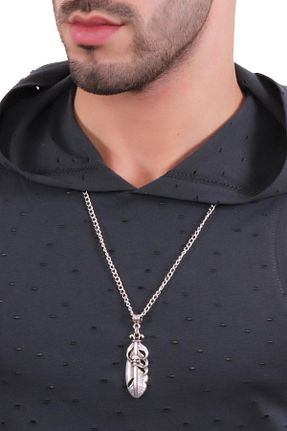 گردنبند جواهر مردانه روکش نقره LABALABA - کد 32513270