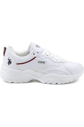 کفش اسنیکر سفید زنانه بند دار میکروفیبر کد 689211604