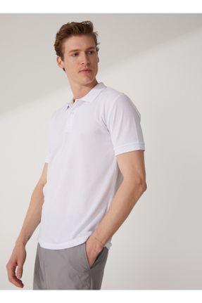 تی شرت سفید مردانه یقه پولو کد 689599114