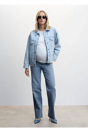 شلوار جین آبی زنانه پاچه گشاد MANGO - کد 691077595