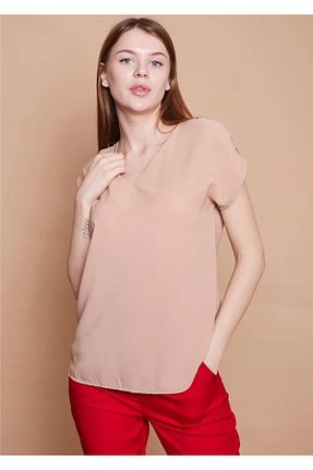 بلوز قهوه ای زنانه ساده BERAY COLLECTİON - کد 691199568