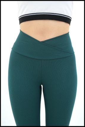 ساق شلواری سبز زنانه بافت اسلیم فیت فاق بلند کد 691267825