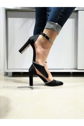 کفش مجلسی مشکی زنانه پارچه نساجی پاشنه ضخیم پاشنه متوسط ( 5 - 9 cm ) کد 690085075