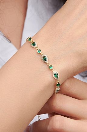 دستبند نقره سبز زنانه 925 عیار Tmt Silver - کد 690773723