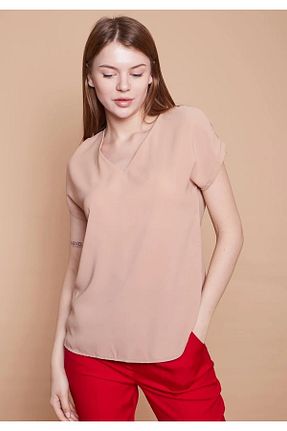 بلوز قهوه ای زنانه ساده BERAY COLLECTİON - کد 691199568