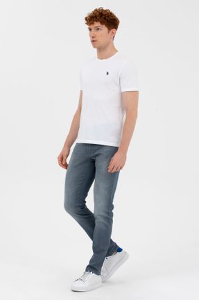 شلوار جین طوسی مردانه پاچه تنگ ساده استاندارد کد 691222791