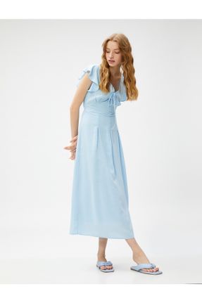 لباس آبی زنانه بافتنی رگولار بند دار کد 691048450
