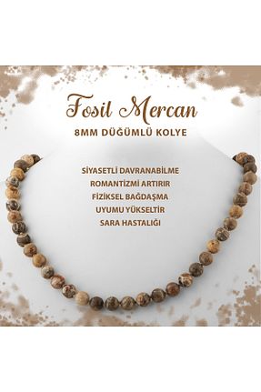 گردنبند جواهر قهوه ای زنانه سنگ طبیعی Deniz Doğal Taş - کد 691950670