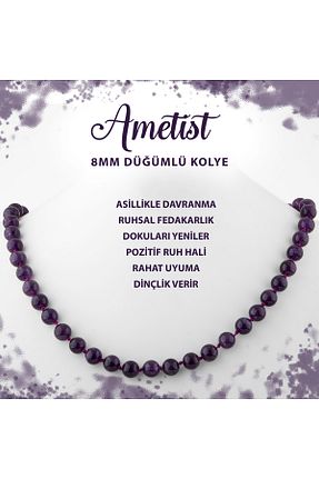 گردنبند جواهر بنفش زنانه سنگ طبیعی Deniz Doğal Taş - کد 691951258
