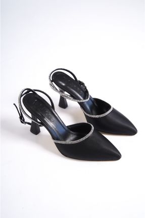 کفش پاشنه بلند کلاسیک مشکی زنانه ساتن پاشنه نازک پاشنه متوسط ( 5 - 9 cm ) کد 692019026