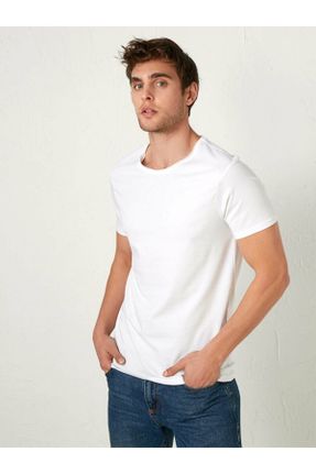 تی شرت سفید مردانه رگولار یقه گرد بیسیک کد 67159241