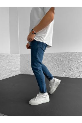 شلوار جین آبی مردانه پاچه کوتاه جین ساده بلند کد 692141331