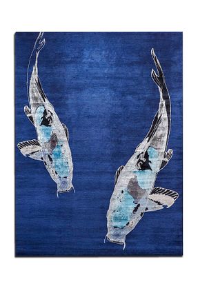 فرش آبی قابل شستشو Rugs Modern Halı - کد 691329078