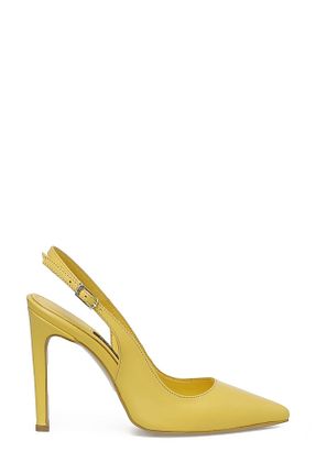 کفش پاشنه بلند کلاسیک زرد زنانه چرم خالص Nine West - کد 691373298