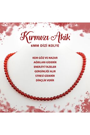 گردنبند جواهر قرمز زنانه سنگ طبیعی Deniz Doğal Taş - کد 691946737