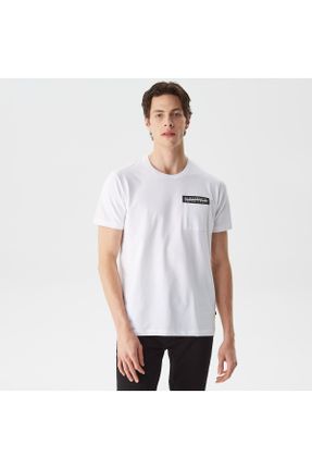 تی شرت سفید مردانه رگولار یقه گرد کد 692243735