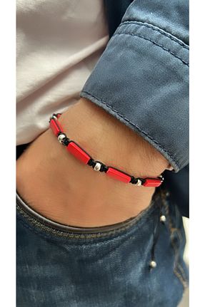 دستبند جواهر قرمز مردانه سنگ طبیعی Kutcha Accessories - کد 692392815