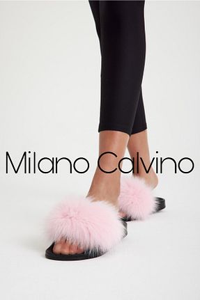 دمپائی خانگی صورتی زنانه چرم خالص Milano Calvino - کد 692905874