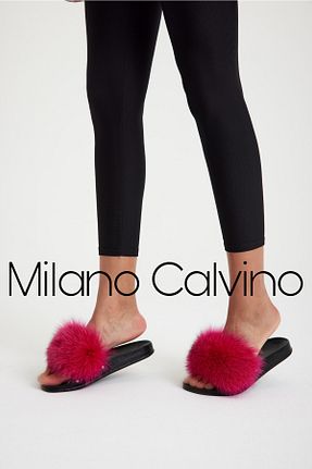 دمپائی خانگی زنانه چرم خالص Milano Calvino - کد 692915175