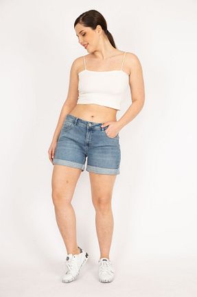 شلوار جین سایز بزرگ آبی زنانه پاچه لوله تفنگی Genel Markalar - کد 692857113