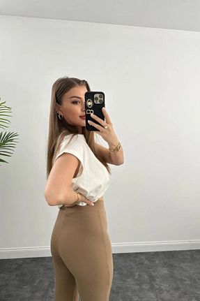 شلوار قهوه ای زنانه پنبه - پلی استر - الاستین Winmoda34 - کد 693057004
