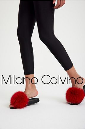 دمپائی خانگی قرمز زنانه چرم خالص Milano Calvino - کد 692919805