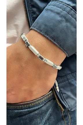 دستبند جواهر سفید مردانه سنگ طبیعی Kutcha Accessories - کد 692674459