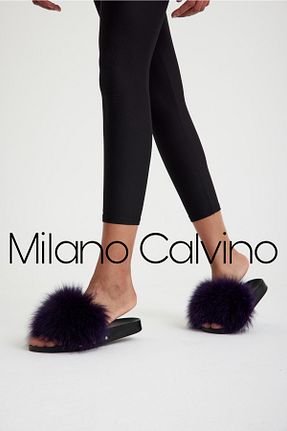 دمپائی خانگی زنانه چرم خالص Milano Calvino - کد 692907049