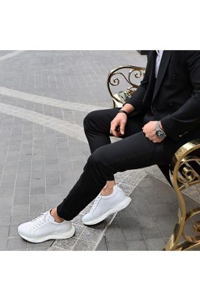 کفش کژوال سفید مردانه چرم طبیعی پاشنه کوتاه ( 4 - 1 cm ) پاشنه ساده کد 693251359