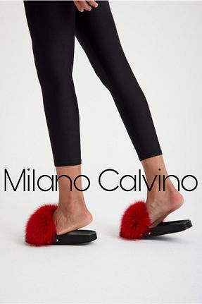 دمپائی خانگی قرمز زنانه چرم خالص Milano Calvino - کد 692919805