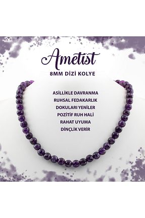 گردنبند جواهر بنفش زنانه سنگ طبیعی Deniz Doğal Taş - کد 691950507