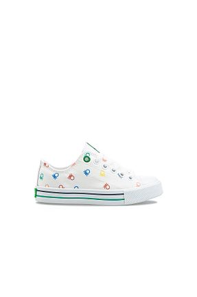 کفش اسنیکر سفید بچه گانه بند دار Benetton - کد 90691159