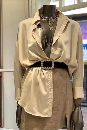 پیراهن بژ زنانه اورسایز SA collection - کد 82948753