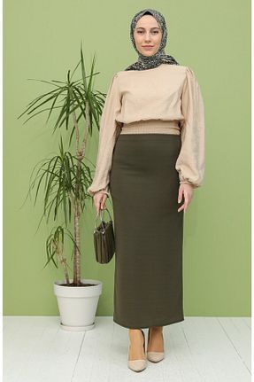 دامن حجاب خاکی زنانه کمر کش دار Essah Moda - کد 91159994
