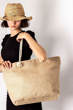 کیف ساحلی بژ زنانه پارچه ای LAL SHOES & BAGS - کد 90363657