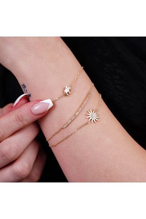 دستبند طلا زرد زنانه 14 عیار H Mücevherat - کد 693446444