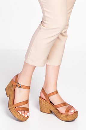 صندل قهوه ای زنانه پاشنه پلتفرم Elile Shoes - کد 287100696