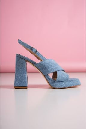 کفش پاشنه بلند کلاسیک آبی زنانه پارچه ای پاشنه پلت فرم پاشنه بلند ( +10 cm) کد 693201513