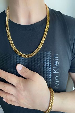 گردنبند استیل ( فولاد ) طلائی زنانه استیل (فولاد) axexuar - کد 693582407