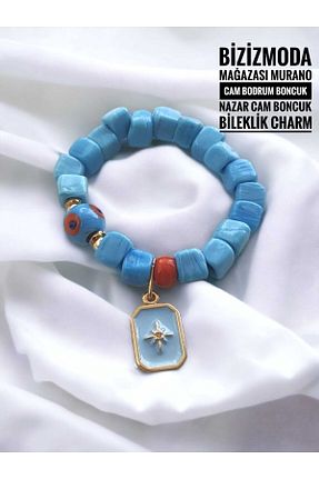 دستبند جواهر آبی زنانه منجق bizizmoda - کد 694240948