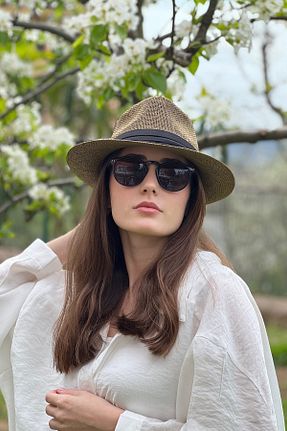 کلاه قهوه ای زنانه حصیر novon - کد 102365791