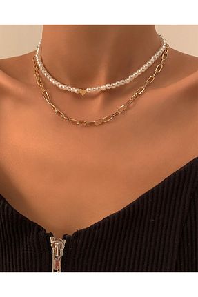 گردنبند جواهر طلائی زنانه روکش طلا M Miel - کد 694281165