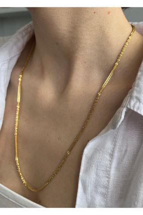 گردنبند استیل طلائی زنانه فولاد ( استیل ) کد 691108176