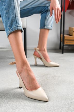 کفش پاشنه بلند کلاسیک بژ زنانه چرم مصنوعی پاشنه نازک پاشنه متوسط ( 5 - 9 cm ) کد 694314108