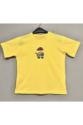 تی شرت زرد بچه گانه یقه گرد اورسایز کد 694979204